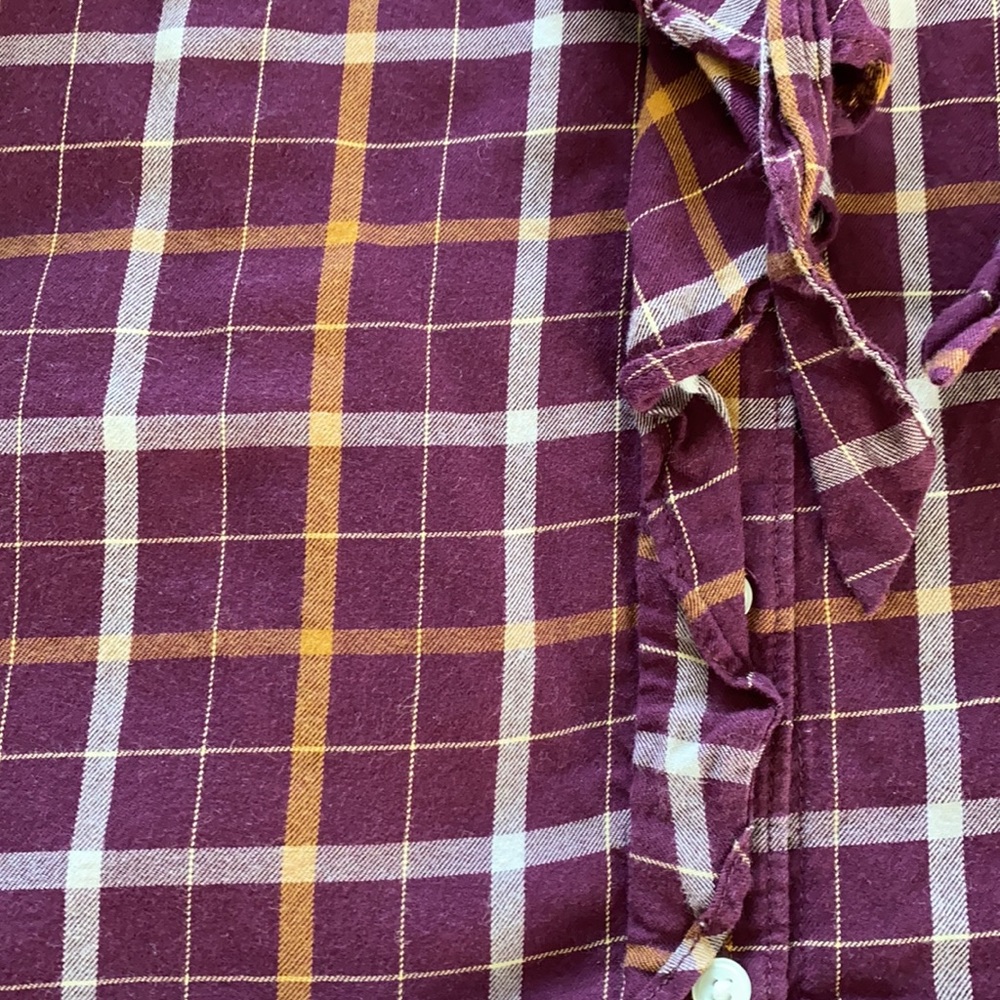 Gap Plaid Ruffle Button Down Blouse - Picture 4 of 4